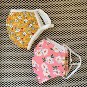 NWOT | Yellow And Pink Flowers Face Mask 2pcs